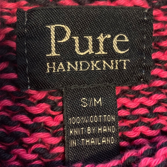 Aran Pure Handknit Turtleneck Cotton Sweater Oversized Pullover Small S - Picture 4 of 6